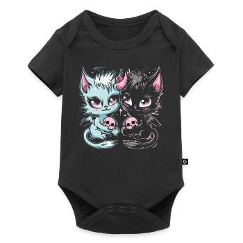 Kawaii Chat Pastel Goth Diabolique - Body à manches courtes Premium Bébé - noir - Devant