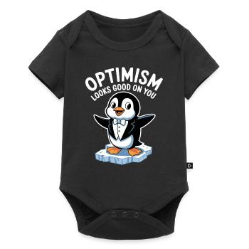L’optimisme vous convient bien Pingouin - Body à manches courtes Premium Bébé - noir - Devant