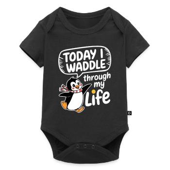 Aujourd’hui, je me dandine dans ma vie Penguin - Body à manches courtes Premium Bébé - noir - Devant