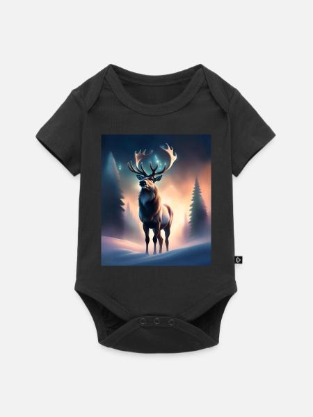 Majestätische Rentiere - Baby Premium Kurzarmbody - Schwarz
