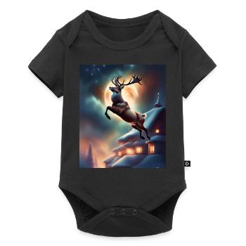 Le renne de Noël du Père Noël - Body à manches courtes Premium Bébé - noir - Devant