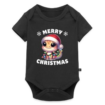 Fées de Noël Gecko léopard - Body à manches courtes Premium Bébé - noir - Devant