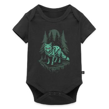 Mystischer Fuchs Im Dunklen Cottagecore Wald - Baby Premium Kurzarmbody - Schwarz - Vorne