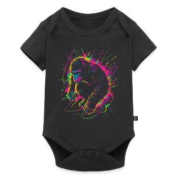 Monkey Gorilla Chimpanzee Neon Colorful Colorful - Baby Premium short-sleeve bodysuit - black - Front