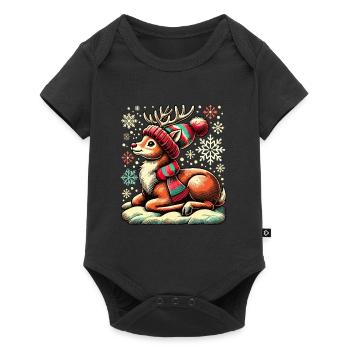 Renne de Noël vintage mignon mignon faon - Body à manches courtes Premium Bébé - noir - Devant