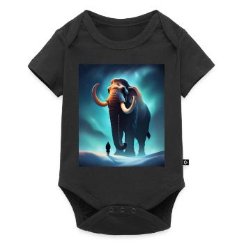 Cool mammoth and a human - Baby Premium short-sleeve bodysuit - black - Front