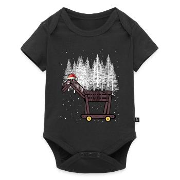 Père Noël Cheval Père Noël Enfants - Body à manches courtes Premium Bébé - noir - Devant