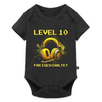 Level 10 Freigeschaltet Gaming Geburtstag PC - Baby Premium Kurzarmbody - Schwarz - Vorne