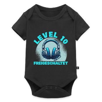 Level 10 Freigeschaltet Gaming Geburtstag PC - Baby Premium Kurzarmbody - Schwarz - Vorne