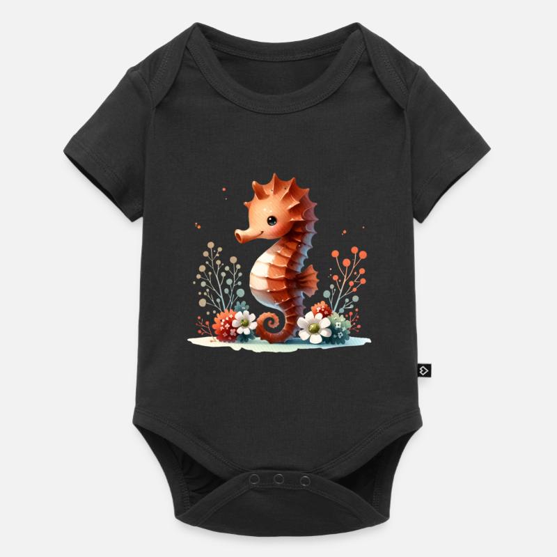 Seepferd Seepferdchen - Baby Premium Kurzarmbody - Schwarz