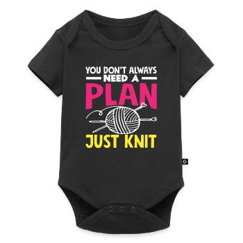 Knitting No Plan Just Knitting - Baby Premium short-sleeve bodysuit - black - Front
