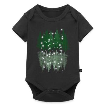 Wald Natur Spiegelung Naturliebhaber Fichten Bäume - Baby Premium Kurzarmbody - Schwarz - Vorne