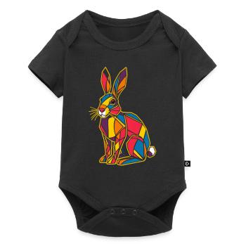 Colorful Geometric Farm Animal Graphic Bunny - Baby Premium short-sleeve bodysuit - black - Front