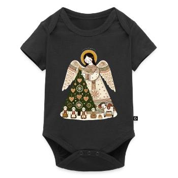 Christmas Angel with Christmas Tree - Baby Premium short-sleeve bodysuit - black - Front
