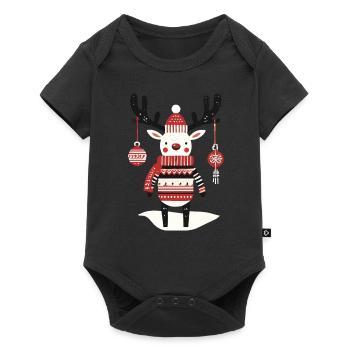 Christmas Reindeer Cottagecore Nostalgia - Baby Premium short-sleeve bodysuit - black - Front