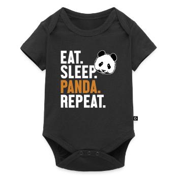 Essen Schlaf Panda Repeat Panda Bär Freund Riese - Baby Premium Kurzarmbody - Schwarz - Vorne