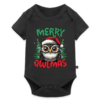 Joyeux hiboux drôles Noël - Body à manches courtes Premium Bébé - noir - Devant