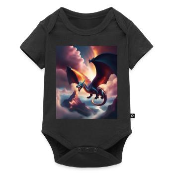 Dragon volant au-dessus des montagnes - Body à manches courtes Premium Bébé - noir - Devant