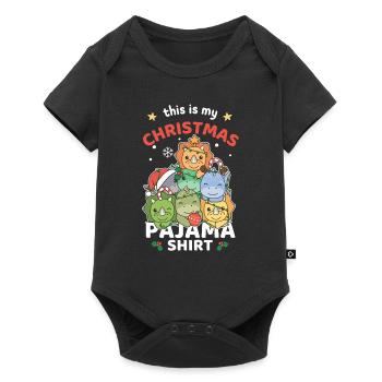 Dinosaure de Noël Pyjama de Noël - Body à manches courtes Premium Bébé - noir - Devant