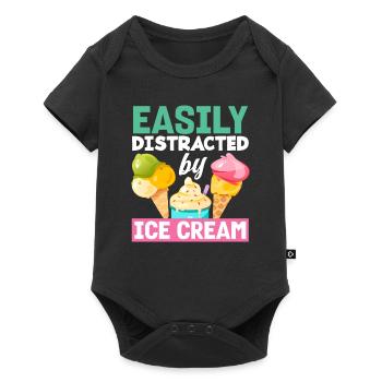 Facilement distrait par les amateurs de glaces - Body à manches courtes Premium Bébé - noir - Devant