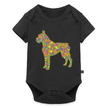 Boxer Dog Flower - Baby Premium short-sleeve bodysuit - black - Front