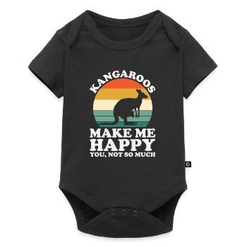 Kangaroos Make Me Happy Funny Kangaroo - Baby Premium short-sleeve bodysuit - black - Front