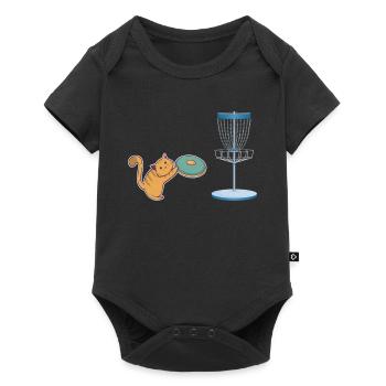 Cat Who Plays Disc Golf - Disc Golf Cat - Baby Premium Kurzarmbody - Schwarz - Vorne