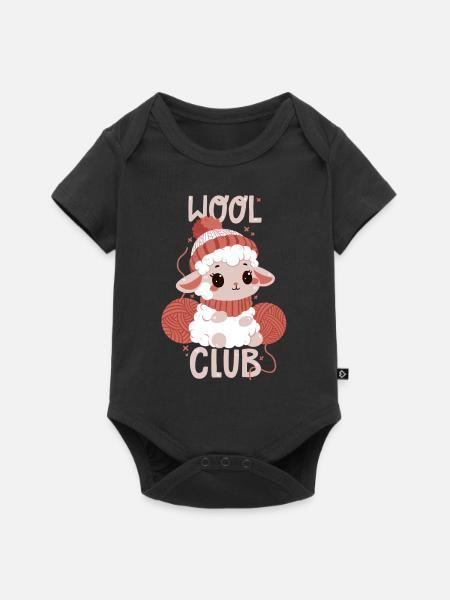 Wolle-Club - Baby Premium Kurzarmbody - Schwarz