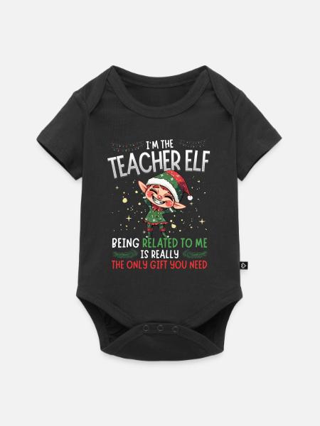 weihnI'm the Teacher Elf - Partnerlook Weihnachten - Baby Premium Kurzarmbody - Schwarz
