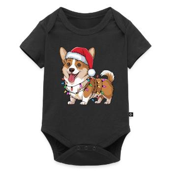 Cardigan Welsh Corgi Noël Lumières Noël Chiens - Body à manches courtes Premium Bébé - noir - Devant