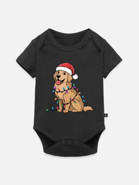 Golden Retriever Christmas Lights Xmas Dogs Gifts - Baby Premium Kurzarmbody - Schwarz