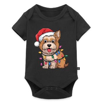 Dandie Dinmont Terrier Christmas Lights Xmas Dog - Baby Premium short-sleeve bodysuit - black - Front