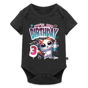 3rd Birthday Cat Graffiti - Baby Premium short-sleeve bodysuit - black - Front