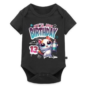 13th Birthday Cat Graffiti - Baby Premium short-sleeve bodysuit - black - Front