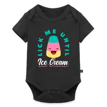 Amateur de crème glacée lèche-moi jusqu’à ce que - Body à manches courtes Premium Bébé - noir - Devant