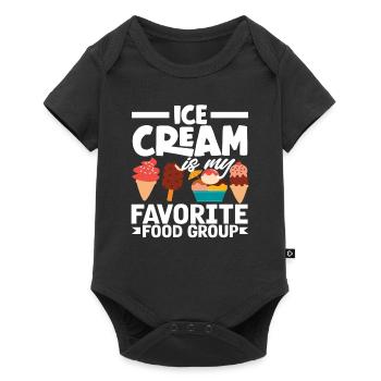 Groupe alimentaire préféré des amateurs de crème glacée - Body à manches courtes Premium Bébé - noir - Devant