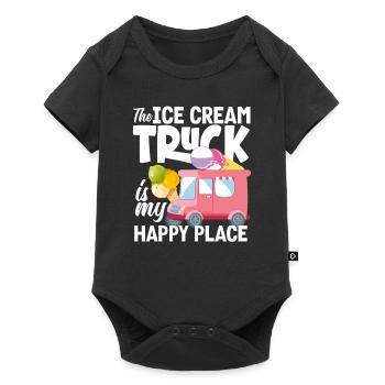 Le camion de crème glacée est mon lieu de bonheur Crème glacée - Body à manches courtes Premium Bébé - noir - Devant