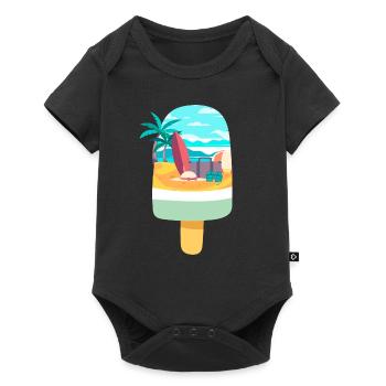 Vacances à la plage pour les amateurs de crème glacée - Body à manches courtes Premium Bébé - noir - Devant