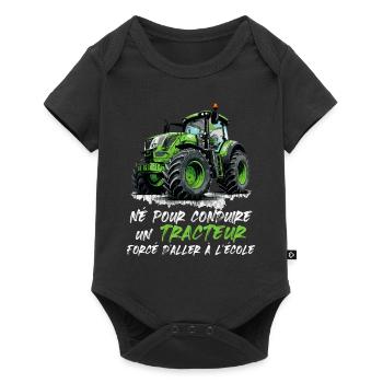 Né pour conduire un tracteur forcé d aller école - Body à manches courtes Premium Bébé - noir - Devant