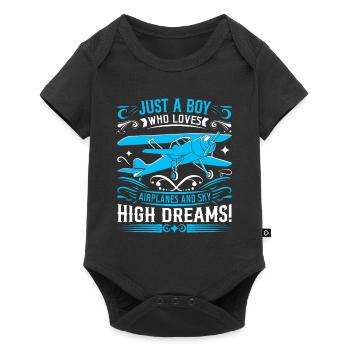 Nur ein Mädchen/Junge, das Flugzeuge und Himmel liebt - Baby Premium Kurzarmbody - Schwarz - Vorne