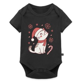 Meowy Christmas - Geschenk mit Katze - Baby Premium Kurzarmbody - Schwarz - Vorne
