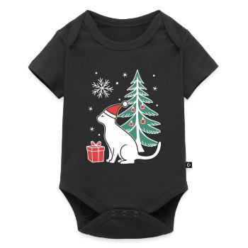 Meowy Christmas - Geschenk mit Katze - Baby Premium Kurzarmbody - Schwarz - Vorne