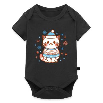 Meowy Christmas - Gift with Kawaii Cat - Baby Premium short-sleeve bodysuit - black - Front