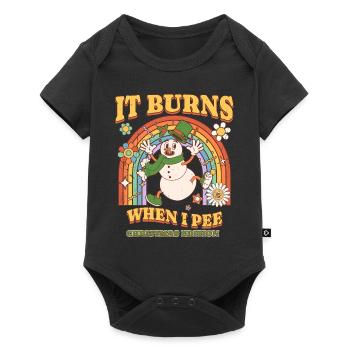 Winter Edition "It Burns when i Pee"! sarkastisch - Baby Premium Kurzarmbody - Schwarz - Vorne