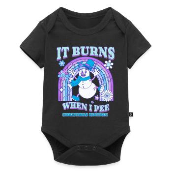 Winter Edition "It Burns when i Pee"! sarkastisch - Baby Premium Kurzarmbody - Schwarz - Vorne