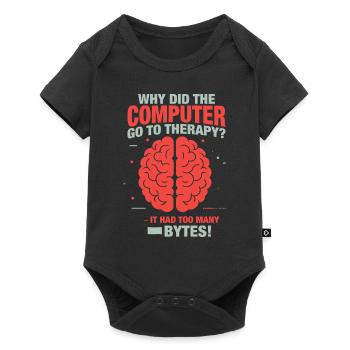 Why did the computer go to therapy? It had too man - Baby Premium short-sleeve bodysuit - black - Front