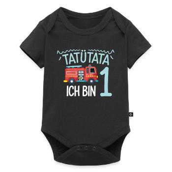 1er anniversaire de la brigade de pompiers de Tatütata - Body à manches courtes Premium Bébé - noir - Devant