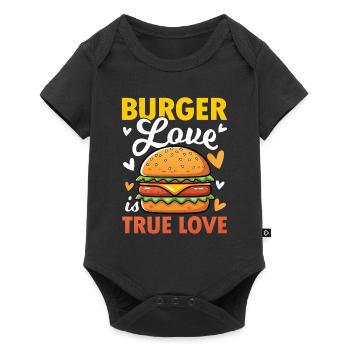 Burger Love is True Love für einen Burger Esser - Baby Premium Kurzarmbody - Schwarz - Vorne