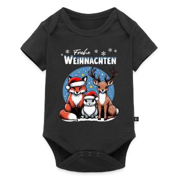 Fox, hare and deer wish you a Merry Christmas - Baby Premium short-sleeve bodysuit - black - Front
