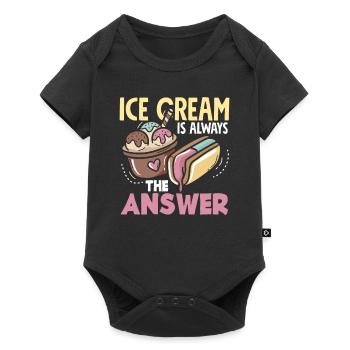 Amateur de crème glacée Répondre toujours - Body à manches courtes Premium Bébé - noir - Devant